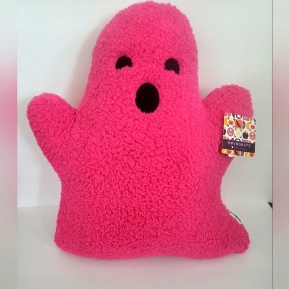 NWT NOVOGRATZ HALLOWEEN HOT PINK PLUSH TIK TOK VIRAL GHOST DECORATIVE PILLOW